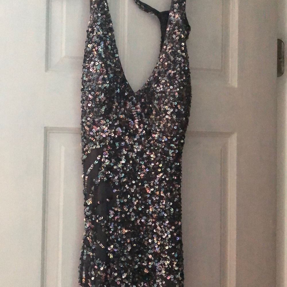 Evening gown—floor length sequin covered!